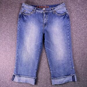 Nine‎ Point Eight Jeans Womens Size 16 Denim Capri Embellished Pockets Cuffed